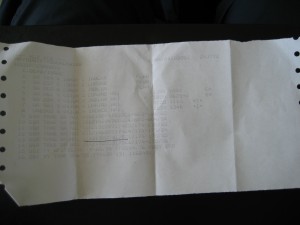 My dot matrix printed ticket